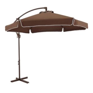 Ombrelone Suspenso Madri (haste lateral), a Cobertura é de Poliéster com proteção U.V. A estrutura é de Alumínio com Revestimento Epóxi.